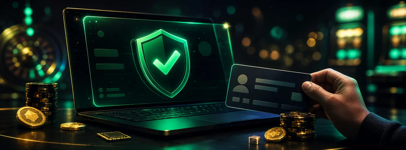 Persona verificando su identidad en un portátil con un documento sobre la mesa