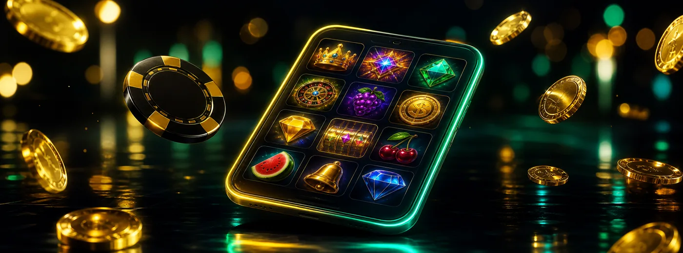 Lobby de casino mostrado en la pantalla de un smartphone